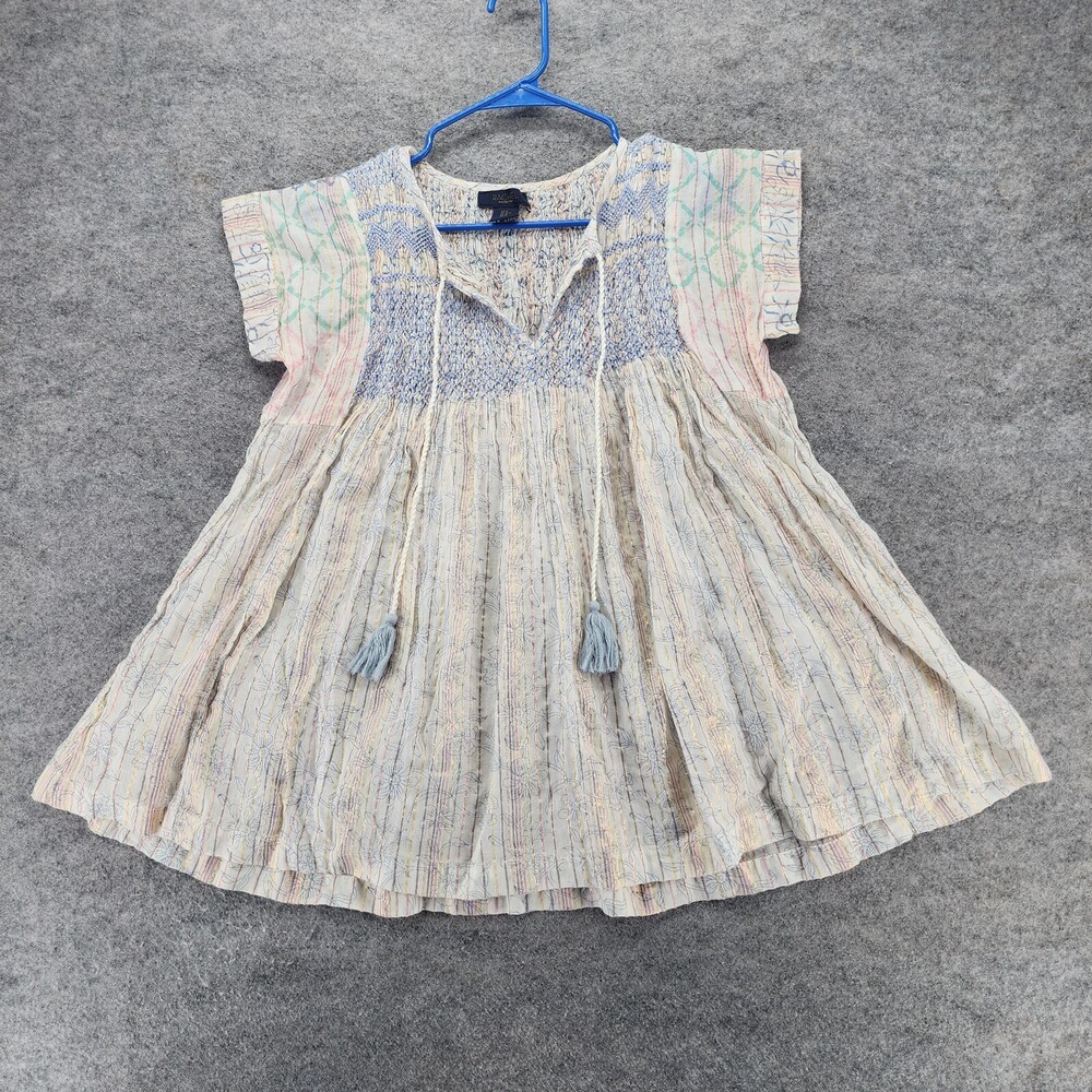 Rachel Roy Shirt Womens Medium Short Sleeve Gold Striped V Neck